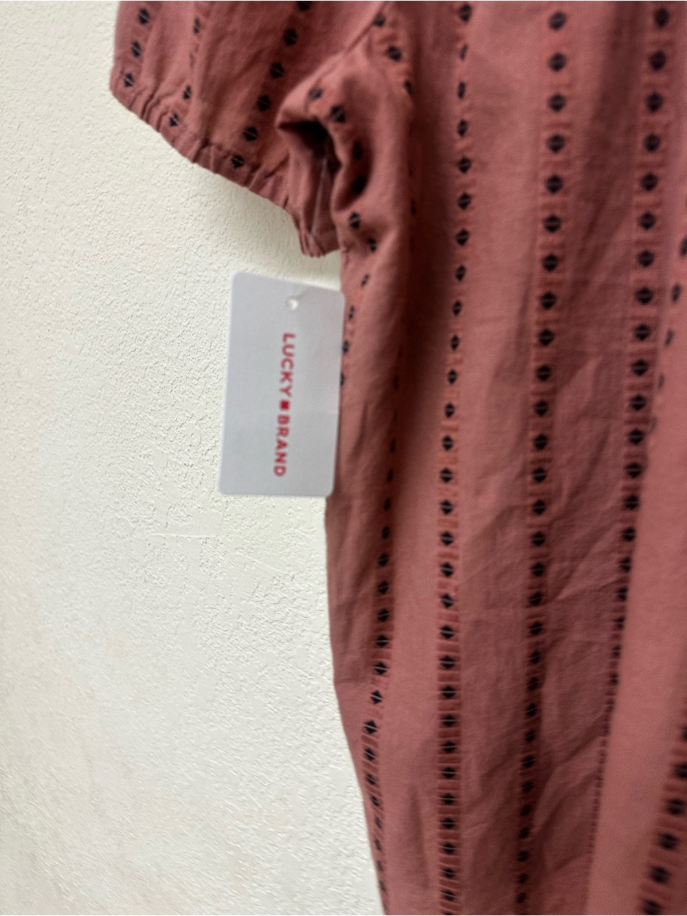 Lucky Brand NWT Women's Dusty Rose Square Neck Eyelet Top size XL - Picture 5 of 5